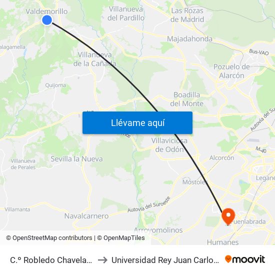 C.º Robledo Chavela - Pol. Ind. La Gazuela to Universidad Rey Juan Carlos - Campus De Fuenlabrada map