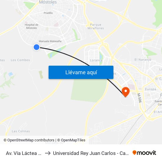 Av. Vía Láctea - Aldebarán to Universidad Rey Juan Carlos - Campus De Fuenlabrada map