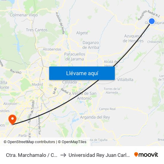 Ctra. Marchamalo / Ctra. Fontanar (Después) to Universidad Rey Juan Carlos - Campus De Fuenlabrada map