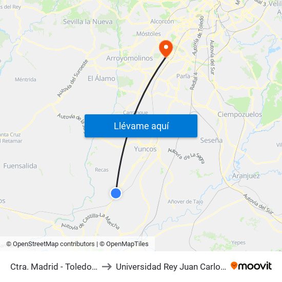 Ctra. Madrid - Toledo, Cabañas De La Sagra to Universidad Rey Juan Carlos - Campus De Fuenlabrada map