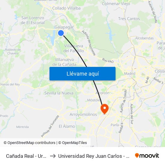 Cañada Real - Urb. Parque Azul to Universidad Rey Juan Carlos - Campus De Fuenlabrada map