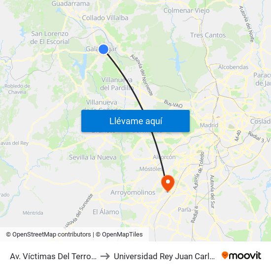 Av. Víctimas Del Terrorismo - Centro De Salud to Universidad Rey Juan Carlos - Campus De Fuenlabrada map