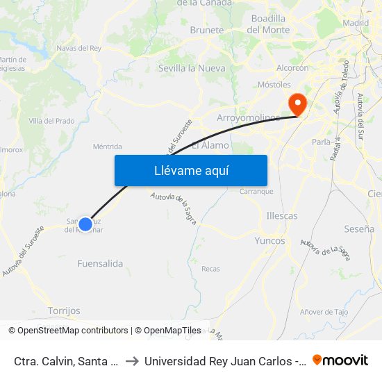 Ctra. Calvin, Santa Cruz Del Retamar to Universidad Rey Juan Carlos - Campus De Fuenlabrada map