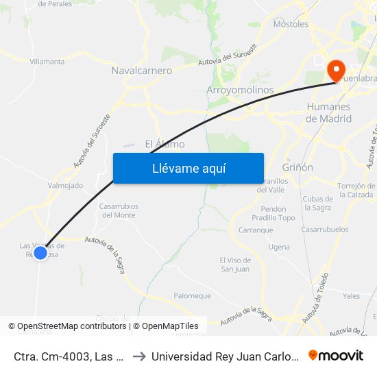 Ctra. Cm-4003, Las Ventas De Retamosa to Universidad Rey Juan Carlos - Campus De Fuenlabrada map