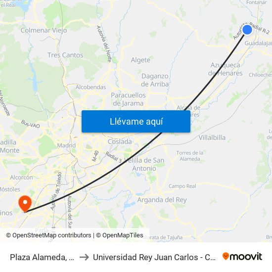 Plaza Alameda, Marchamalo to Universidad Rey Juan Carlos - Campus De Fuenlabrada map