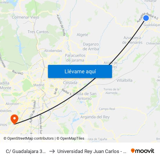 C/ Guadalajara 32, Marchamalo to Universidad Rey Juan Carlos - Campus De Fuenlabrada map