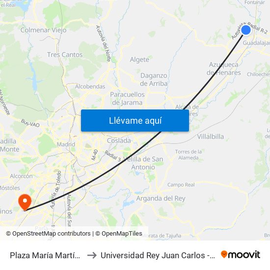 Plaza María Martínez, Marchamalo to Universidad Rey Juan Carlos - Campus De Fuenlabrada map