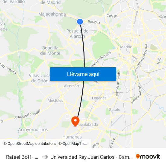 Rafael Botí - Archanda to Universidad Rey Juan Carlos - Campus De Fuenlabrada map