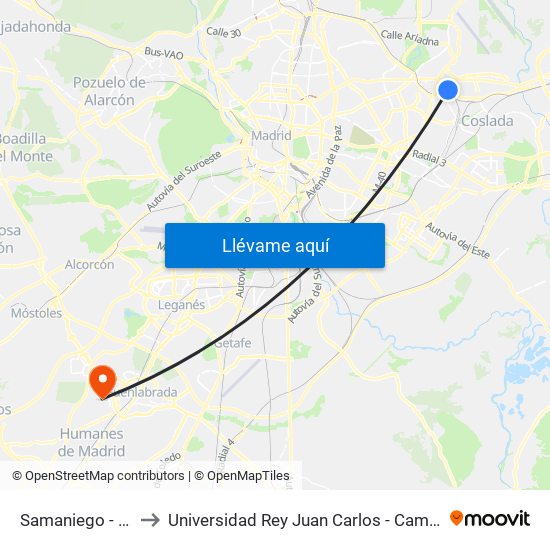Samaniego - Campezo to Universidad Rey Juan Carlos - Campus De Fuenlabrada map