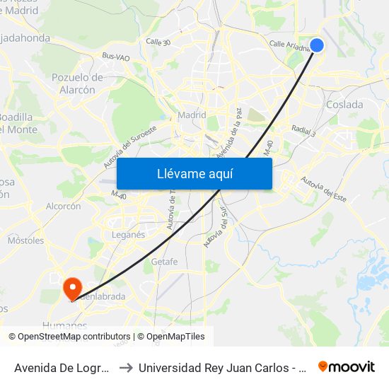 Avenida De Logroño - Algemesí to Universidad Rey Juan Carlos - Campus De Fuenlabrada map