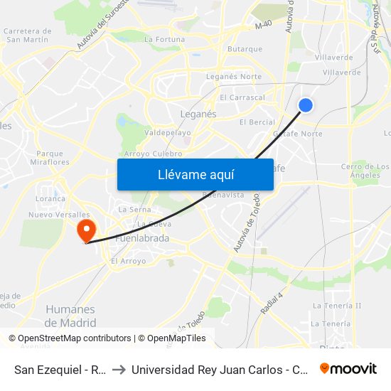 San Ezequiel - Real De Pinto to Universidad Rey Juan Carlos - Campus De Fuenlabrada map