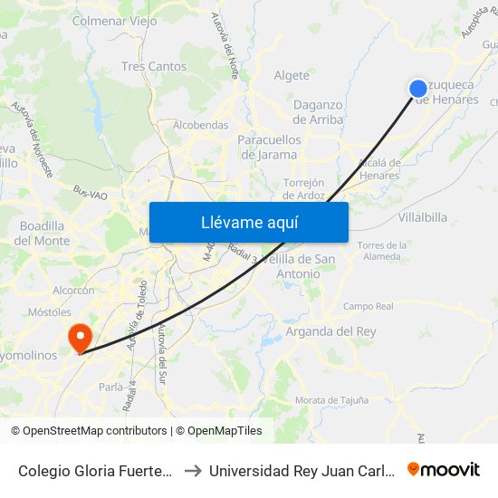 Colegio Gloria Fuertes, Villanueva De La Torre to Universidad Rey Juan Carlos - Campus De Fuenlabrada map