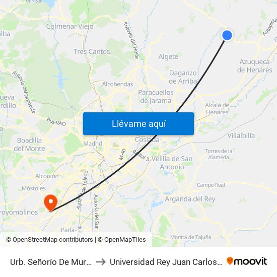 Urb. Señorío De Muriel, Torrejón Del Rey to Universidad Rey Juan Carlos - Campus De Fuenlabrada map