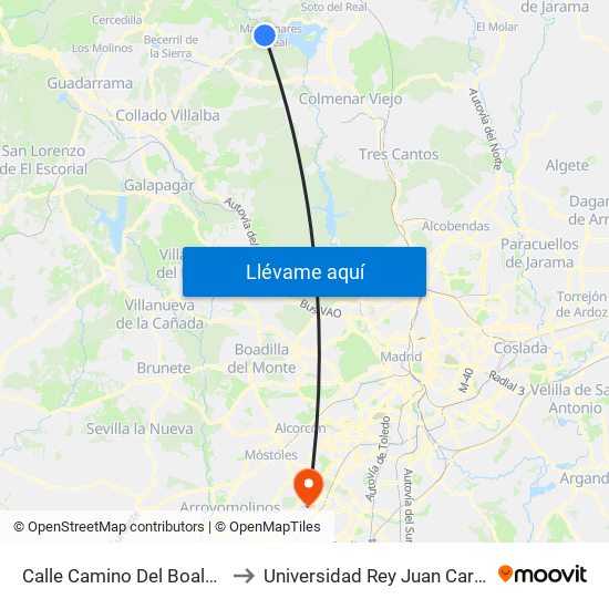 Calle Camino Del Boalo, Esq. Camino Peña Sacra to Universidad Rey Juan Carlos - Campus De Fuenlabrada map