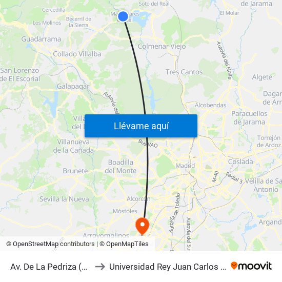 Av. De La Pedriza (Bar La Hora Joven) to Universidad Rey Juan Carlos - Campus De Fuenlabrada map