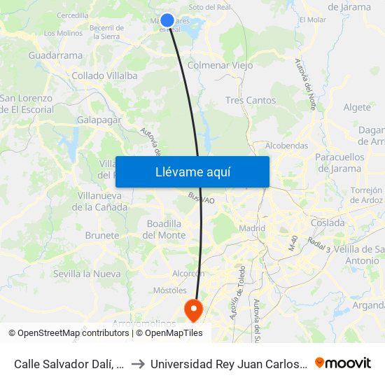 Calle Salvador Dalí, 15 (Parada Cubos) to Universidad Rey Juan Carlos - Campus De Fuenlabrada map