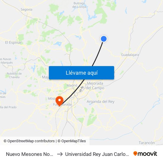 Nuevo Mesones Nogal (Vuelta), El Casar to Universidad Rey Juan Carlos - Campus De Fuenlabrada map