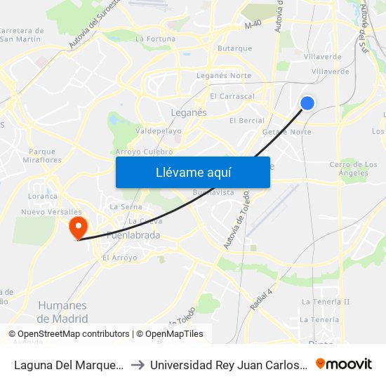 Laguna Del Marquesado - San Erasmo to Universidad Rey Juan Carlos - Campus De Fuenlabrada map