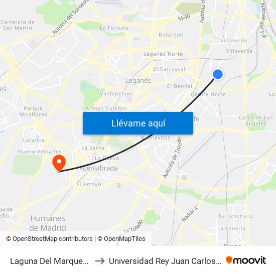 Laguna Del Marquesado - Real De Pinto to Universidad Rey Juan Carlos - Campus De Fuenlabrada map