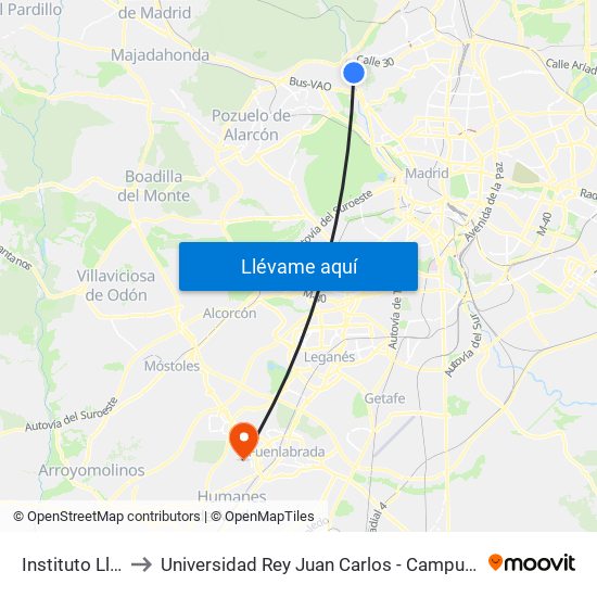 Instituto Llorente to Universidad Rey Juan Carlos - Campus De Fuenlabrada map