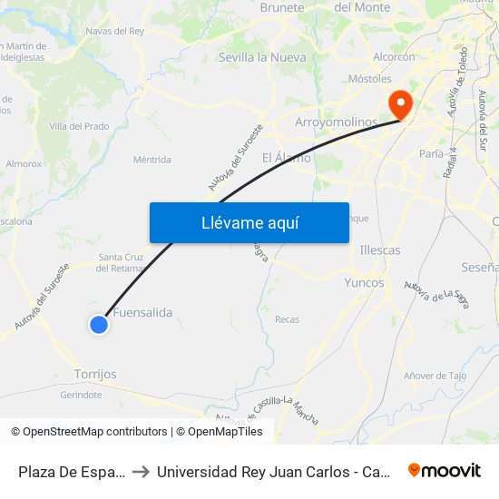 Plaza De España, Novés to Universidad Rey Juan Carlos - Campus De Fuenlabrada map