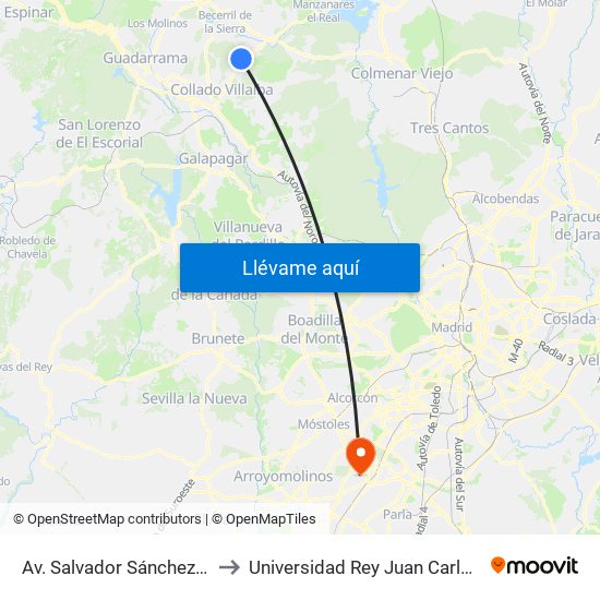 Av. Salvador Sánchez Frascuelo - Est. Buses to Universidad Rey Juan Carlos - Campus De Fuenlabrada map