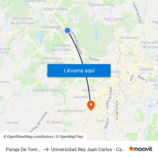 Paraje De Tomás Romera to Universidad Rey Juan Carlos - Campus De Fuenlabrada map