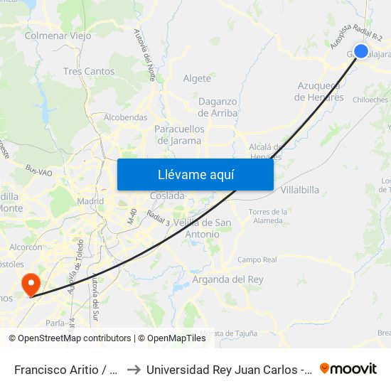 Francisco Aritio / Estación De Tren to Universidad Rey Juan Carlos - Campus De Fuenlabrada map