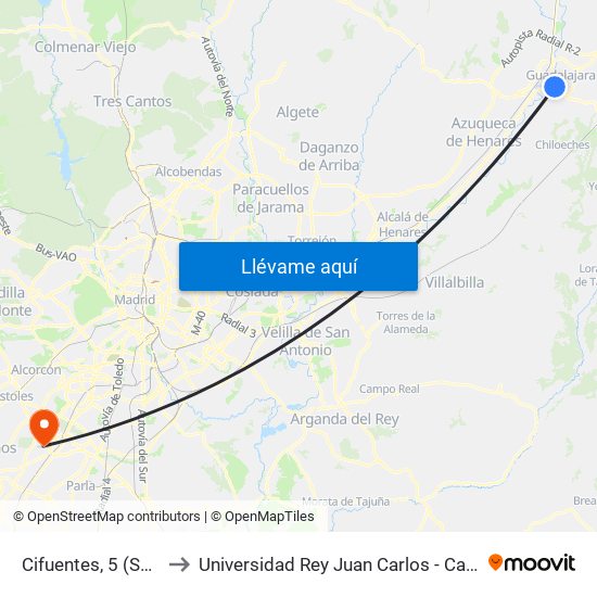 Cifuentes, 5 (Salvador Dalí) to Universidad Rey Juan Carlos - Campus De Fuenlabrada map