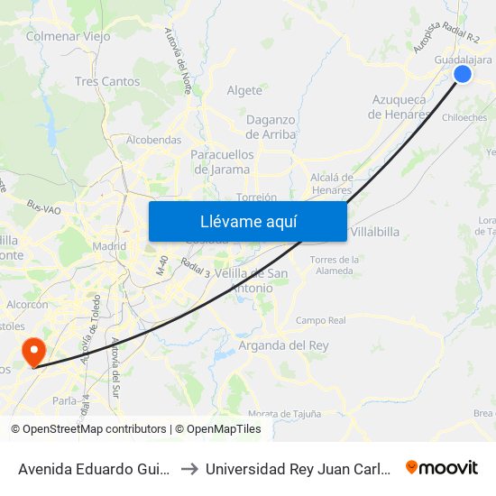 Avenida Eduardo Guitián (Centro Comercial) to Universidad Rey Juan Carlos - Campus De Fuenlabrada map