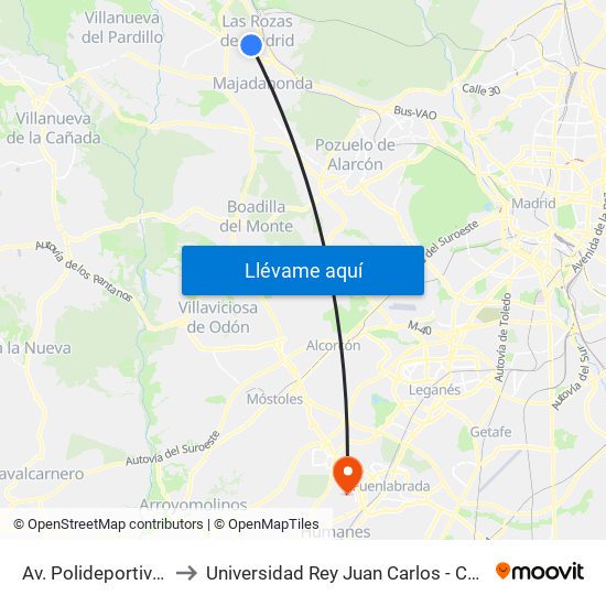 Av. Polideportivo - Auditorio to Universidad Rey Juan Carlos - Campus De Fuenlabrada map