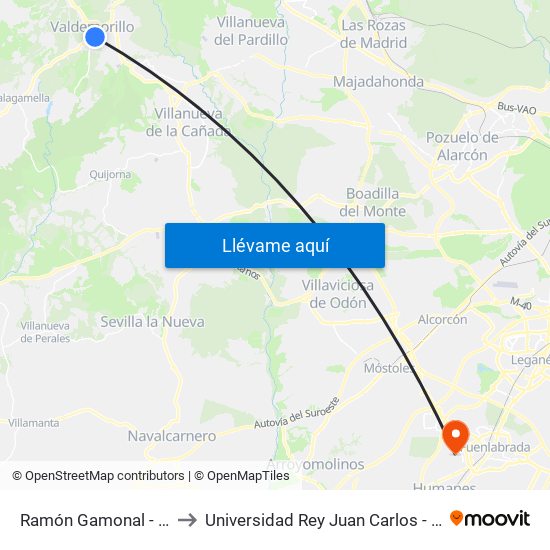Ramón Gamonal - Centro De Salud to Universidad Rey Juan Carlos - Campus De Fuenlabrada map