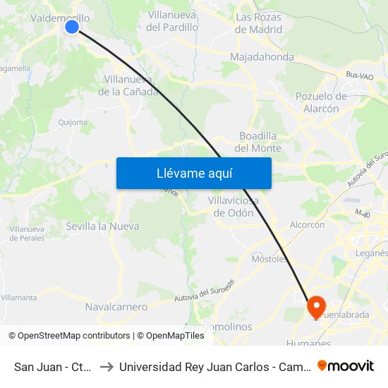 San Juan - Ctra. M-510 to Universidad Rey Juan Carlos - Campus De Fuenlabrada map