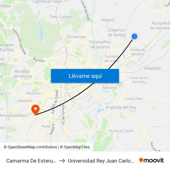 Camarma De Esteruelas - Ayuntamiento to Universidad Rey Juan Carlos - Campus De Fuenlabrada map