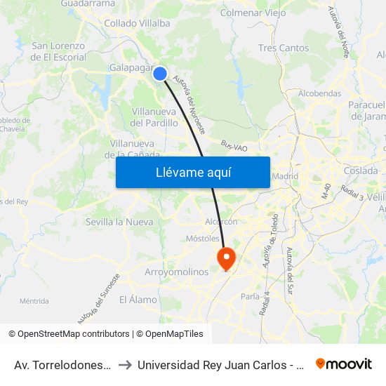 Av. Torrelodones - Guardia Civil to Universidad Rey Juan Carlos - Campus De Fuenlabrada map