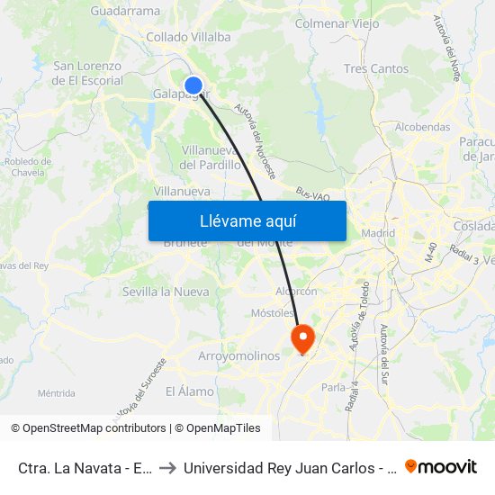 Ctra. La Navata - Ermita La Navata to Universidad Rey Juan Carlos - Campus De Fuenlabrada map