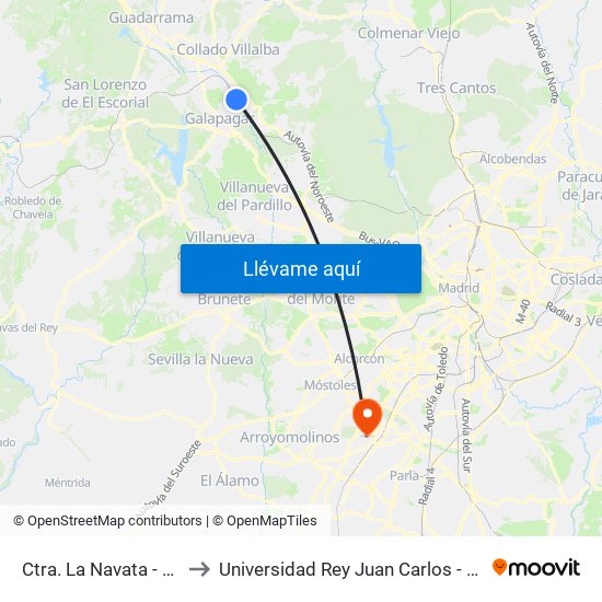 Ctra. La Navata - Urb. Los Olmos to Universidad Rey Juan Carlos - Campus De Fuenlabrada map
