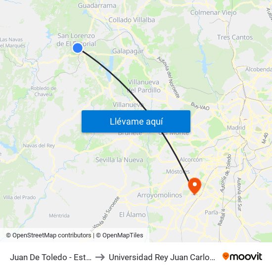 Juan De Toledo - Estación De Autobuses to Universidad Rey Juan Carlos - Campus De Fuenlabrada map