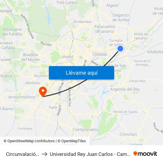 Circunvalación - Hierro to Universidad Rey Juan Carlos - Campus De Fuenlabrada map