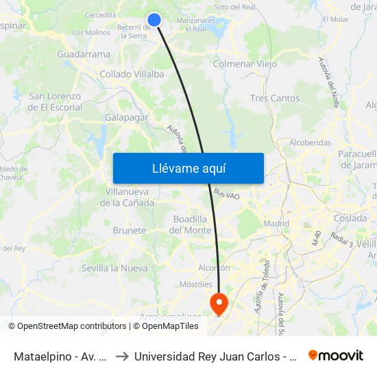 Mataelpino - Av. De Los Linares to Universidad Rey Juan Carlos - Campus De Fuenlabrada map