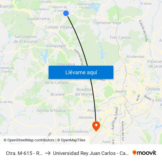 Ctra. M-615 - Río Berrocal to Universidad Rey Juan Carlos - Campus De Fuenlabrada map