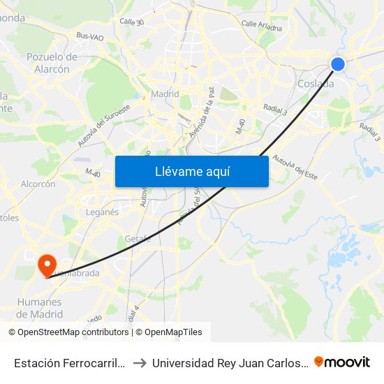 Estación Ferrocarril - Est. San Fernando to Universidad Rey Juan Carlos - Campus De Fuenlabrada map