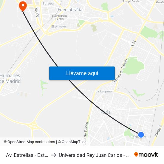 Av. Estrellas - Estrella Denébola to Universidad Rey Juan Carlos - Campus De Fuenlabrada map