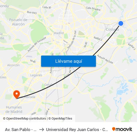 Av. San Pablo - B.º Estación to Universidad Rey Juan Carlos - Campus De Fuenlabrada map