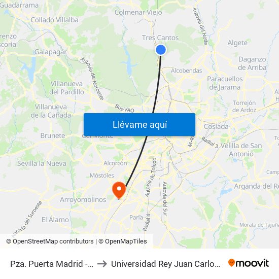 Pza. Puerta Madrid - Residencial Aislada to Universidad Rey Juan Carlos - Campus De Fuenlabrada map