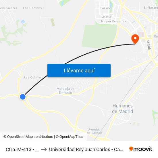 Ctra. M-413 - Cerámica to Universidad Rey Juan Carlos - Campus De Fuenlabrada map