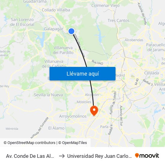Av. Conde De Las Almenas - Arturo Pacios to Universidad Rey Juan Carlos - Campus De Fuenlabrada map
