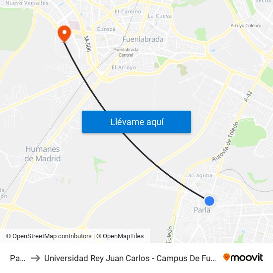Parla to Universidad Rey Juan Carlos - Campus De Fuenlabrada map