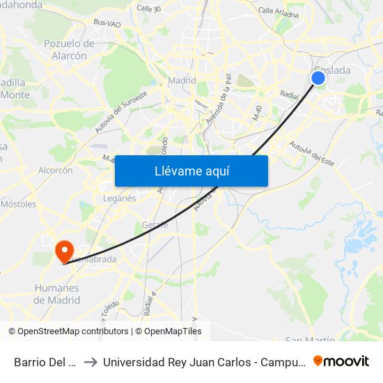 Barrio Del Puerto to Universidad Rey Juan Carlos - Campus De Fuenlabrada map