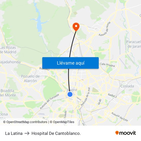 La Latina to Hospital De Cantoblanco. map